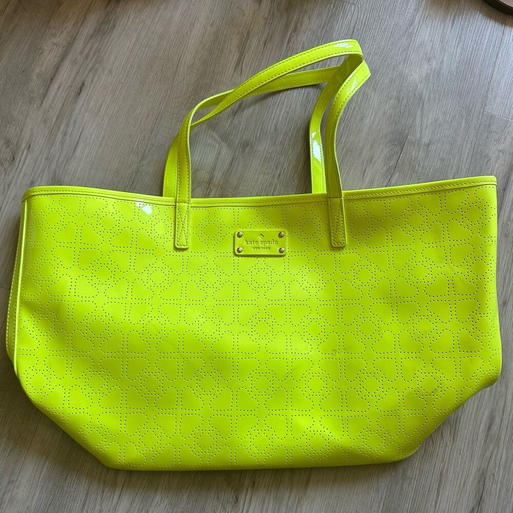 Kate Spade New York Molly Bikini Dot Tote Bag Neon Yellow Chartreuse Acid